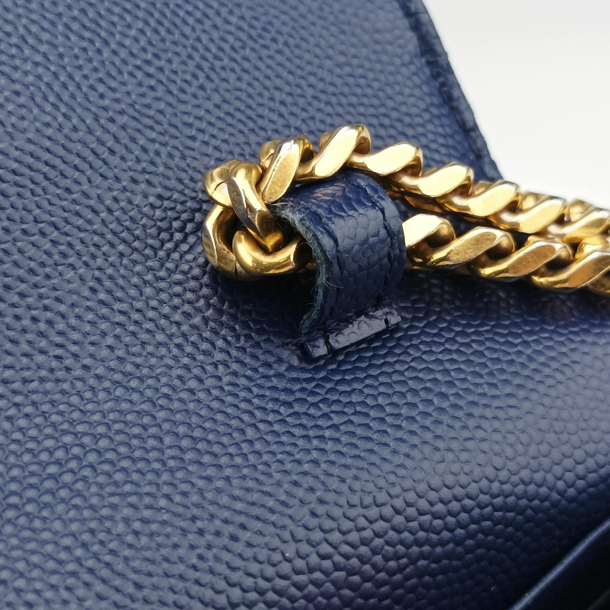 Pre-owned Yves Saint Laurent MONOGRAM Navy Caviar 377828 shoulderbag | stylenewstar