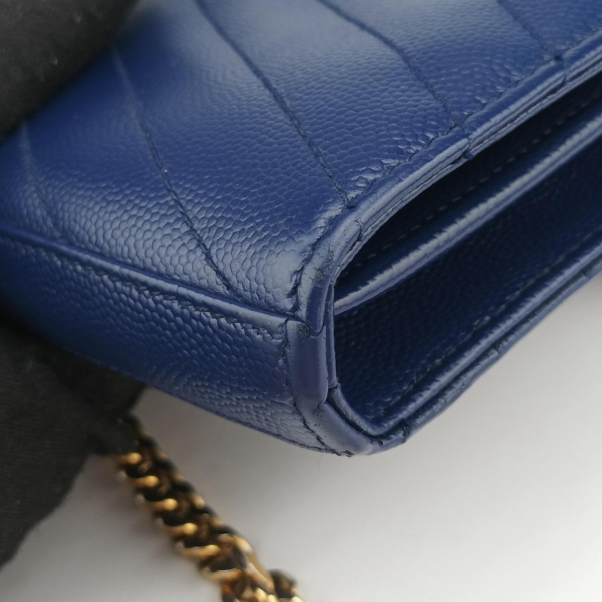 Pre-owned Yves Saint Laurent MONOGRAM Navy Caviar 377828 shoulderbag | stylenewstar