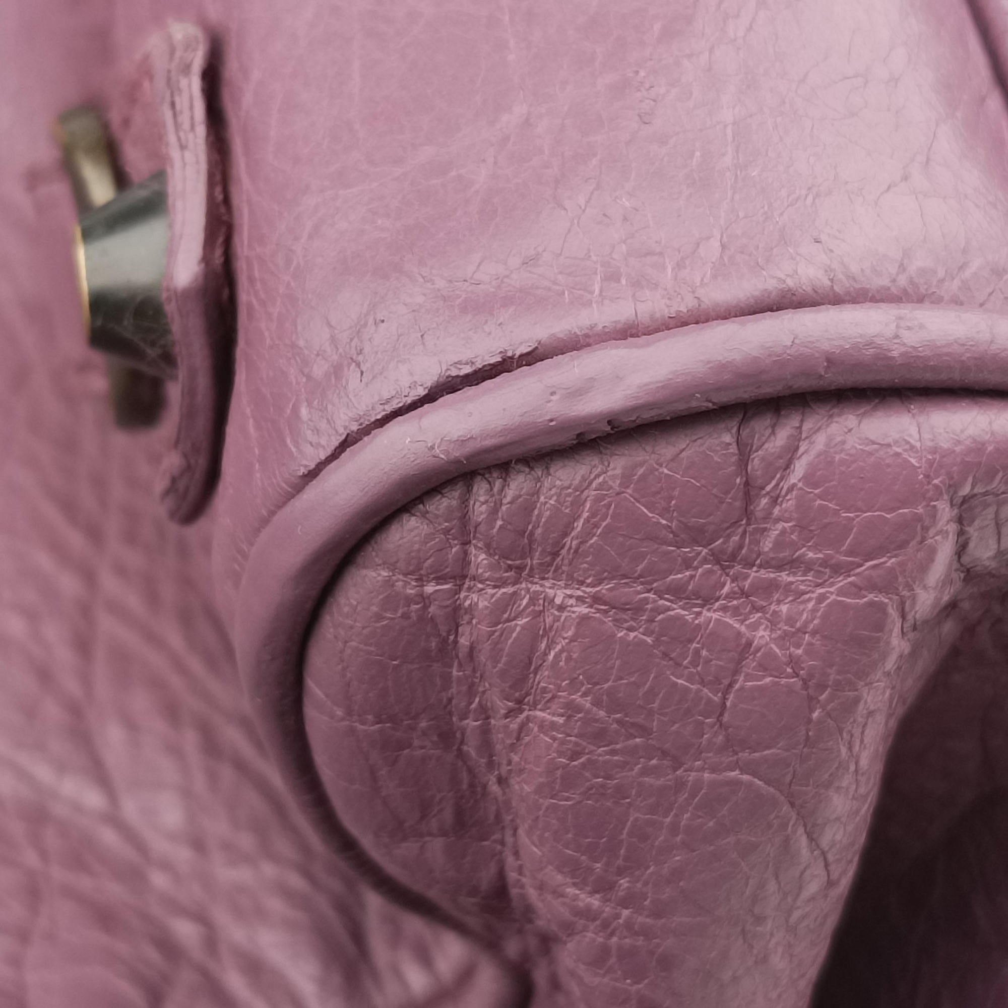 Pre-owned Balenciaga Giant City Purple lambskin  shoulderbag | stylenewstar