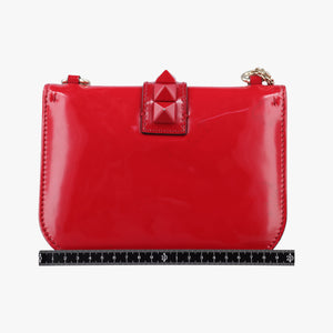 Secondhand Valentino Rockstud Glam Lock Red Patent Leather  shoulderbag | stylenewstar