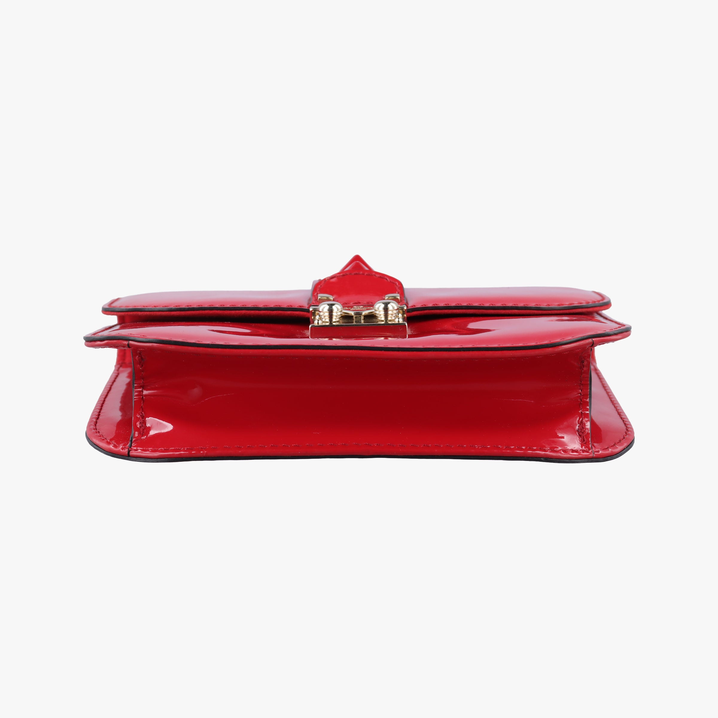 Secondhand Valentino Rockstud Glam Lock Red Patent Leather  shoulderbag | stylenewstar