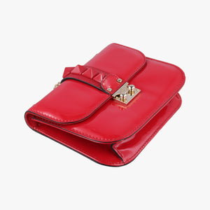 Secondhand Valentino Rockstud Glam Lock Red Patent Leather  shoulderbag | stylenewstar