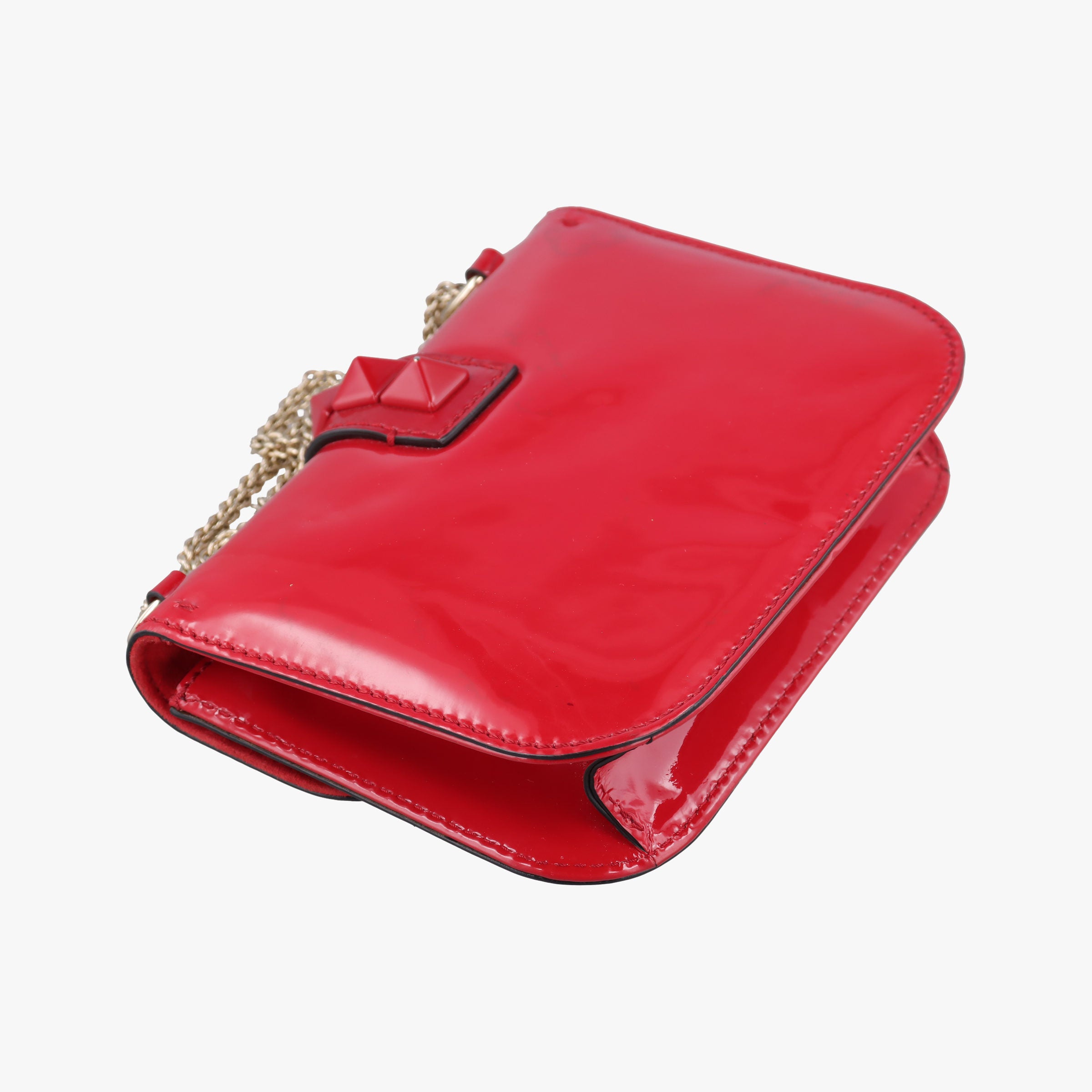 Secondhand Valentino Rockstud Glam Lock Red Patent Leather  shoulderbag | stylenewstar