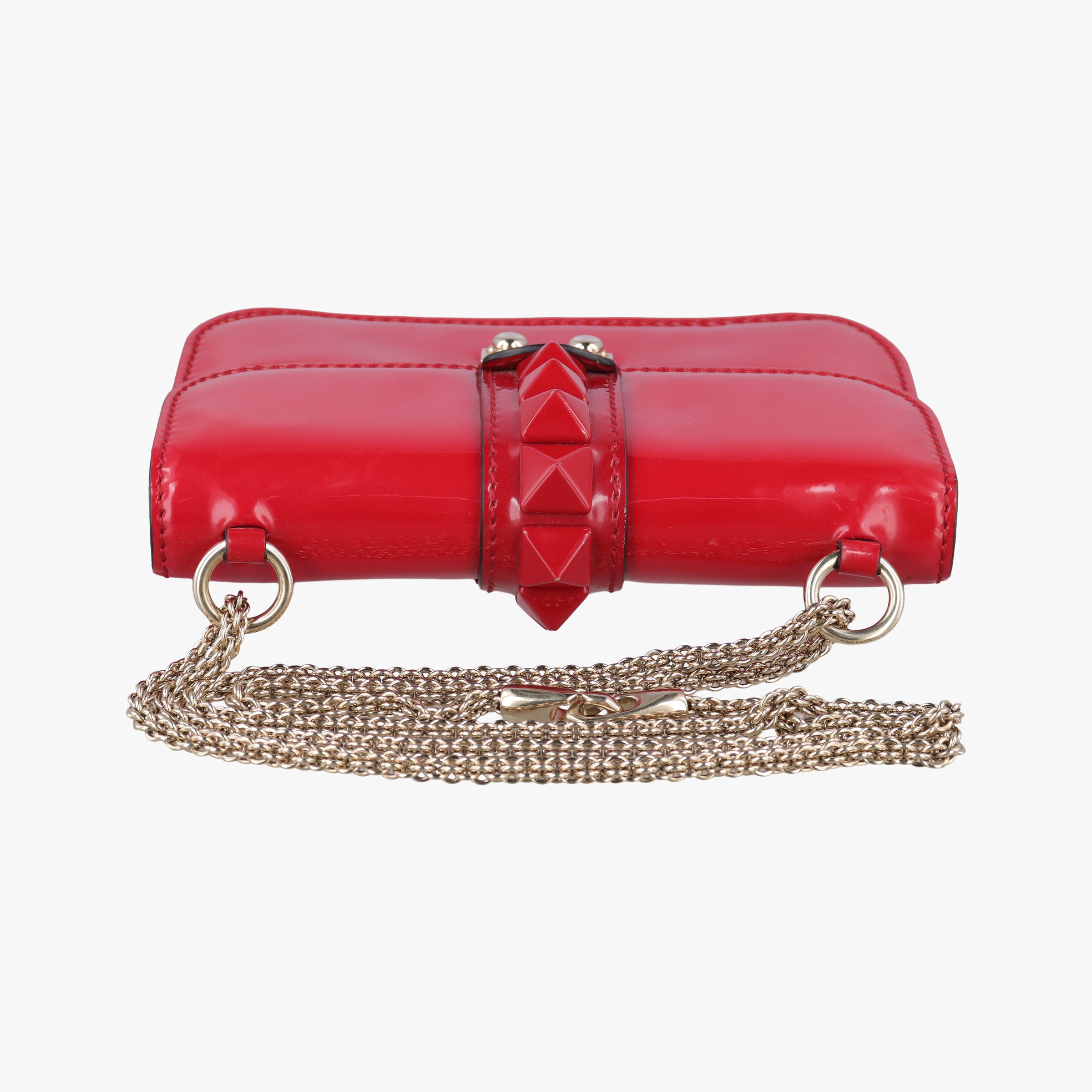Secondhand Valentino Rockstud Glam Lock Red Patent Leather  shoulderbag | stylenewstar