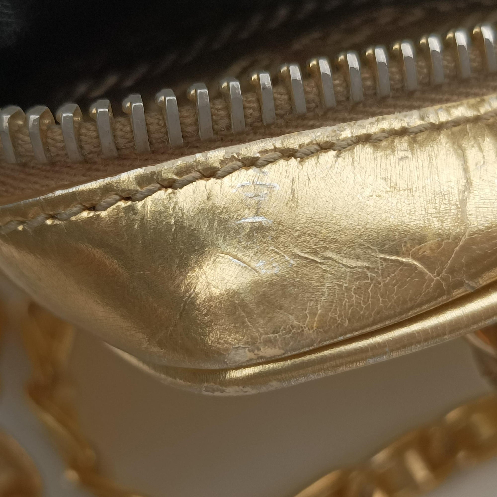 Secondhand Prada Mini Bauletto Golden Metallic Vitello Leather BL0705  shoulderbag | stylenewstar