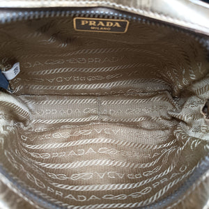 Secondhand Prada Mini Bauletto Golden Metallic Vitello Leather BL0705  shoulderbag | stylenewstar
