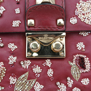 Vintage Valentino Rockstud Glam Lock Red Leather  shoulderbag | stylenewstar