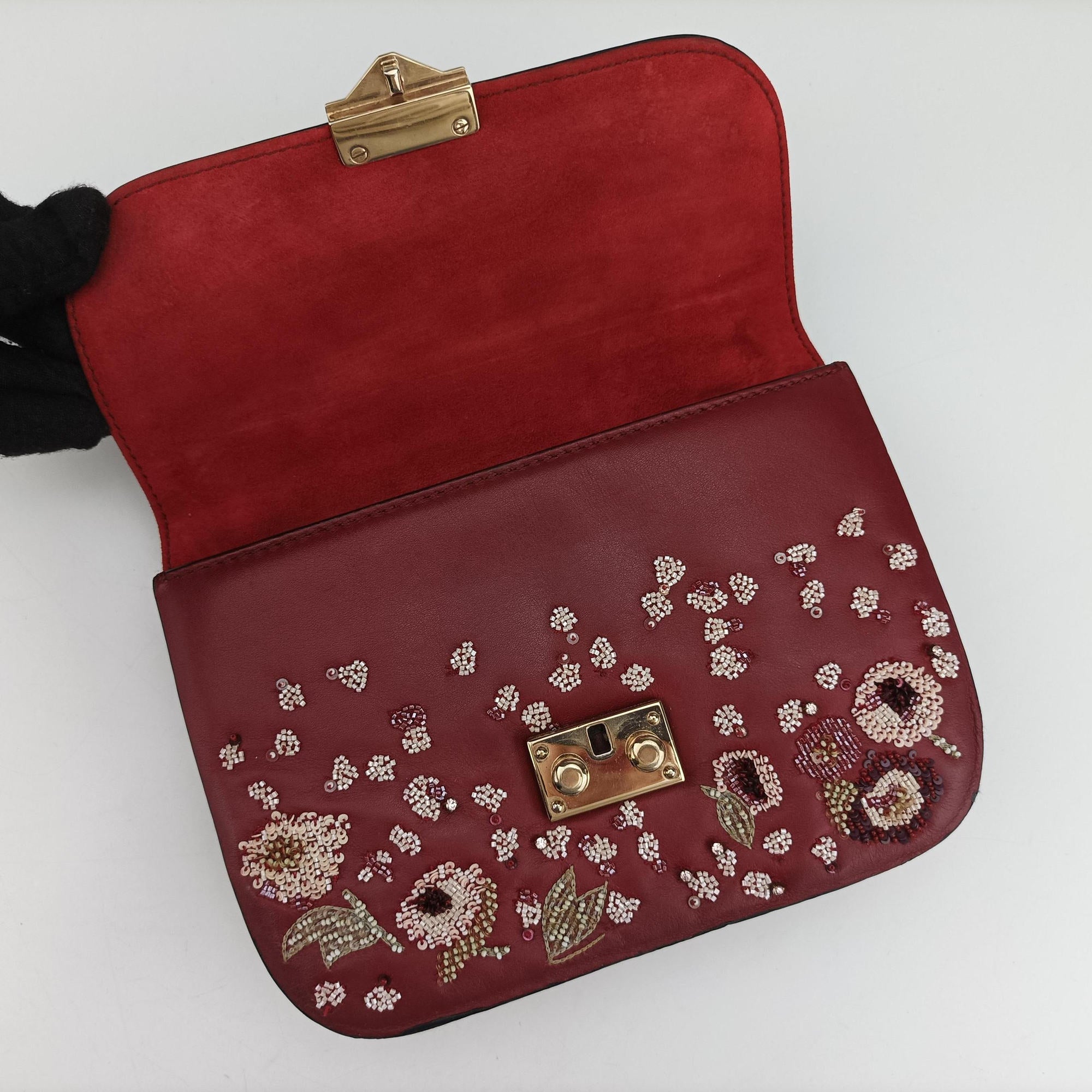 Vintage Valentino Rockstud Glam Lock Red Leather  shoulderbag | stylenewstar