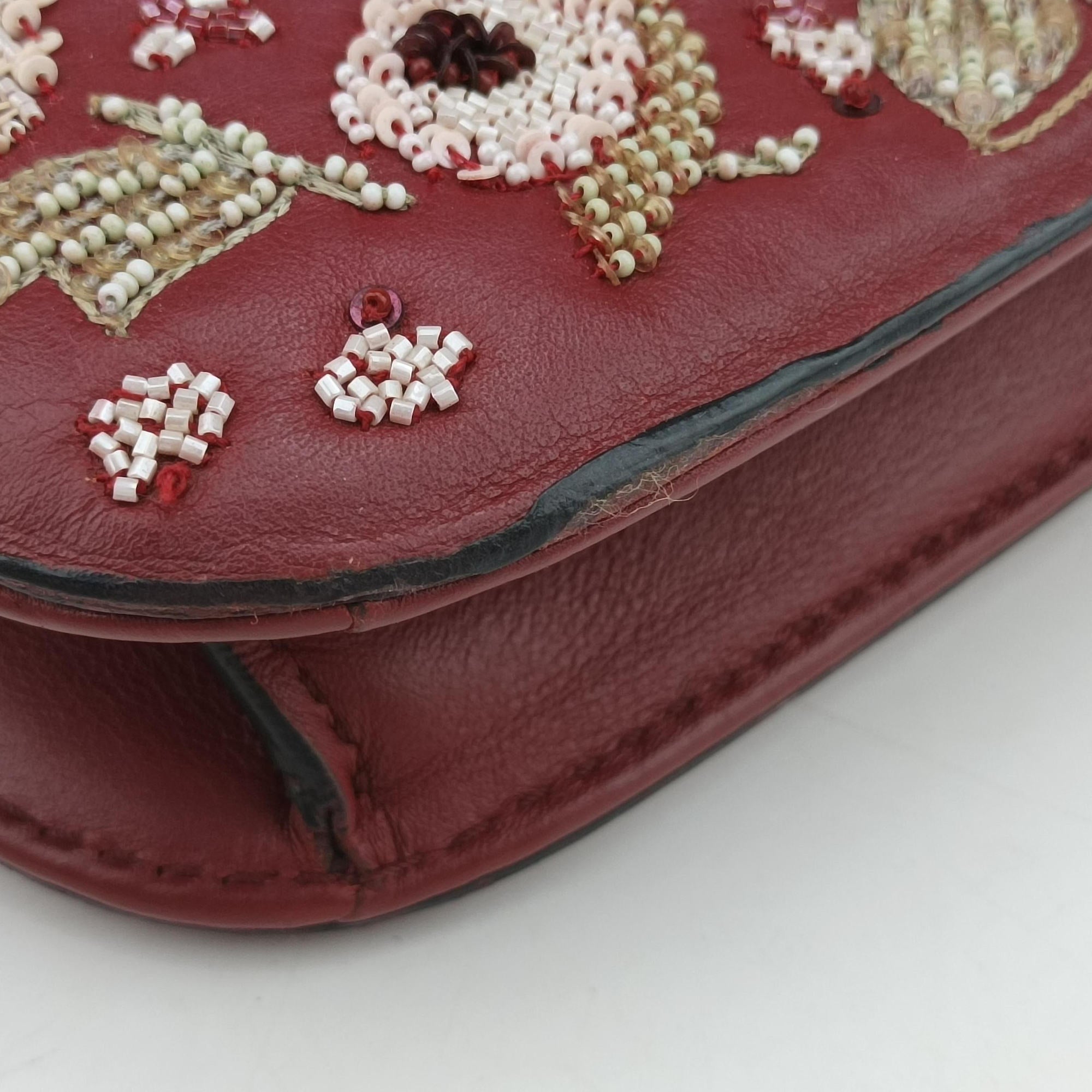 Vintage Valentino Rockstud Glam Lock Red Leather  shoulderbag | stylenewstar