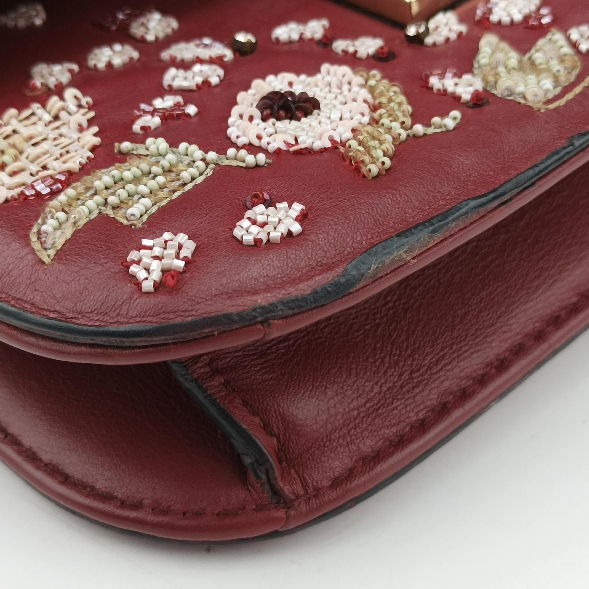 Vintage Valentino Rockstud Glam Lock Red Leather  shoulderbag | stylenewstar