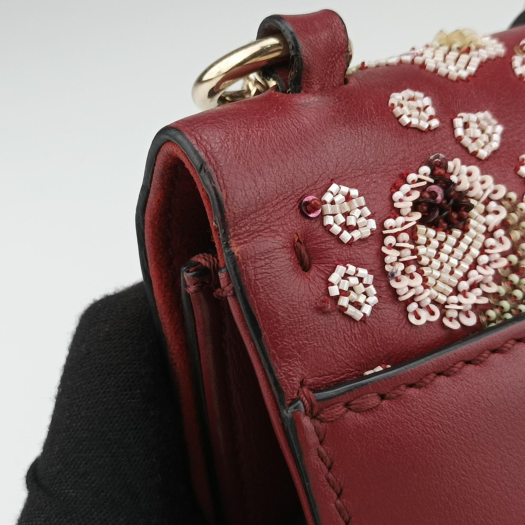 Vintage Valentino Rockstud Glam Lock Red Leather  shoulderbag | stylenewstar