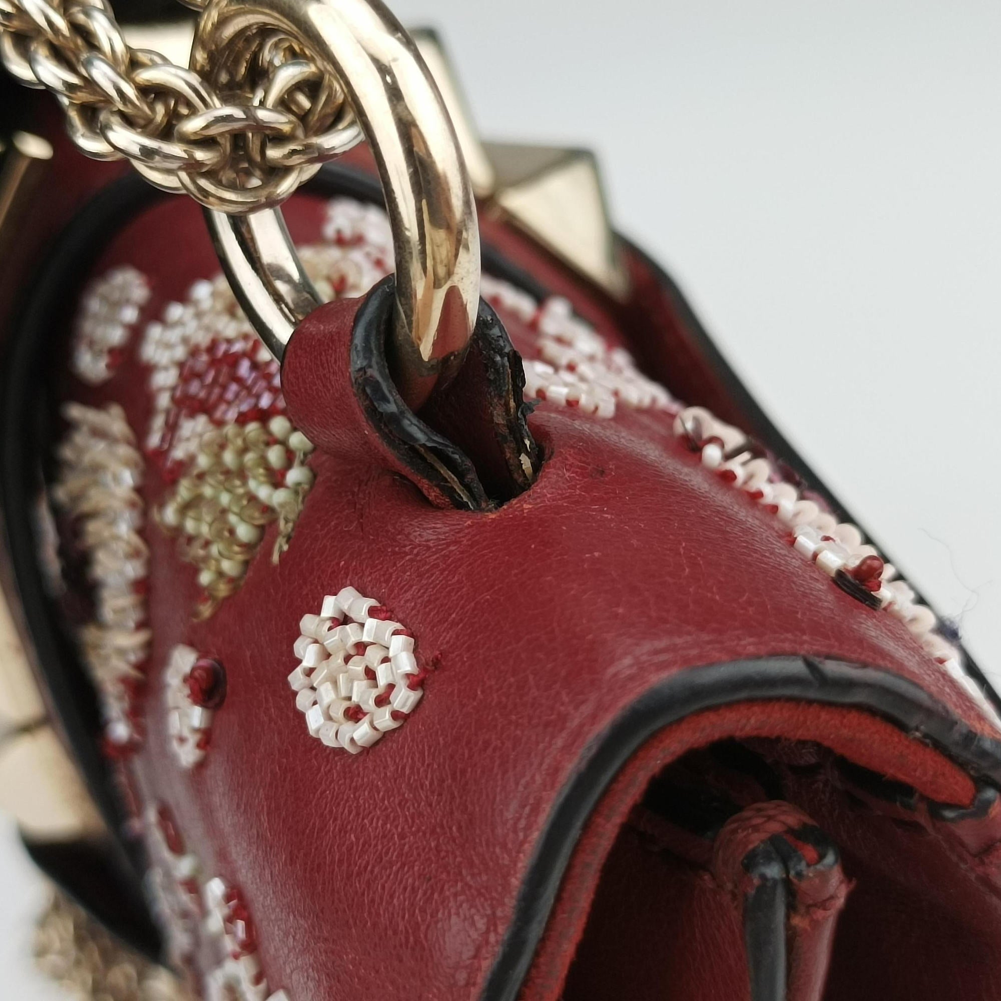 Vintage Valentino Rockstud Glam Lock Red Leather  shoulderbag | stylenewstar