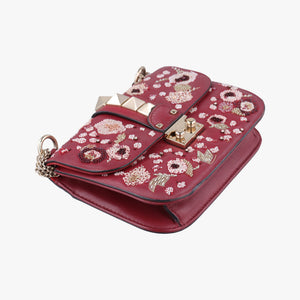 Vintage Valentino Rockstud Glam Lock Red Leather  shoulderbag | stylenewstar