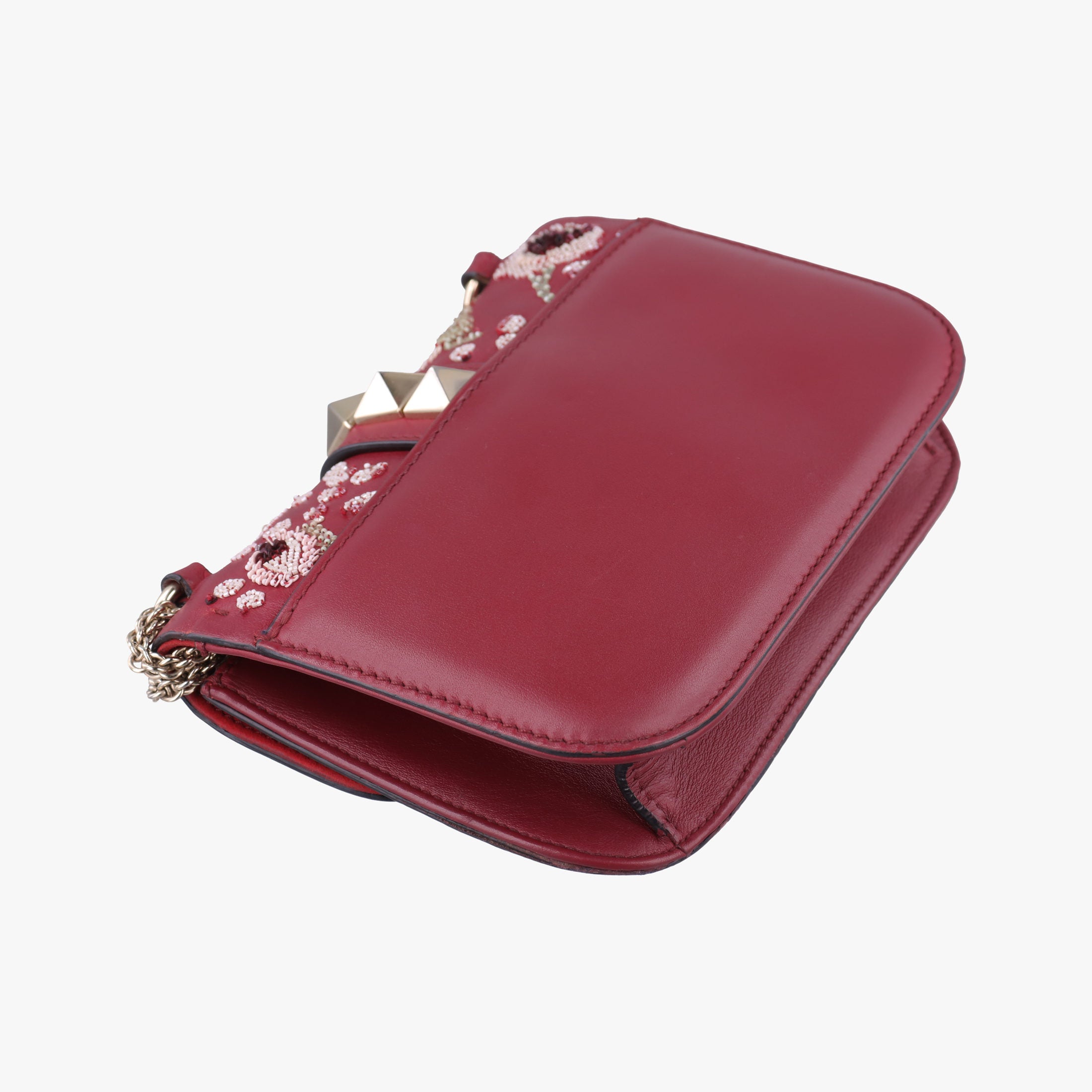 Vintage Valentino Rockstud Glam Lock Red Leather  shoulderbag | stylenewstar