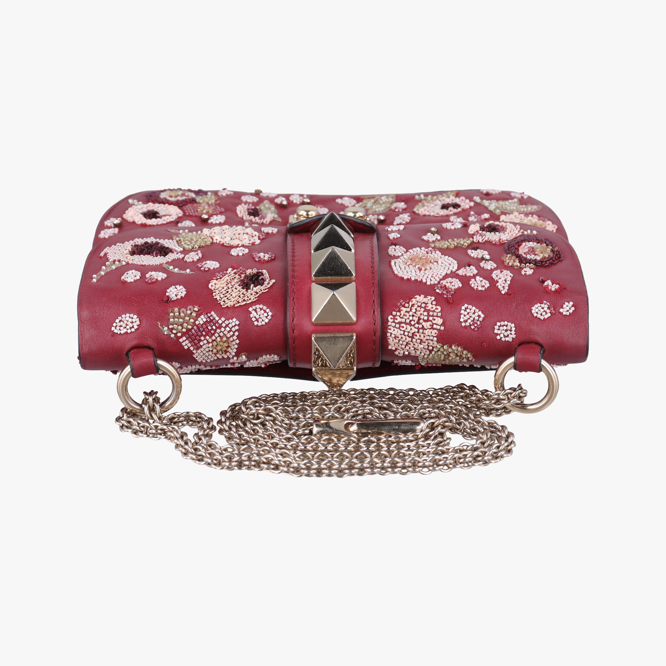 Vintage Valentino Rockstud Glam Lock Red Leather  shoulderbag | stylenewstar