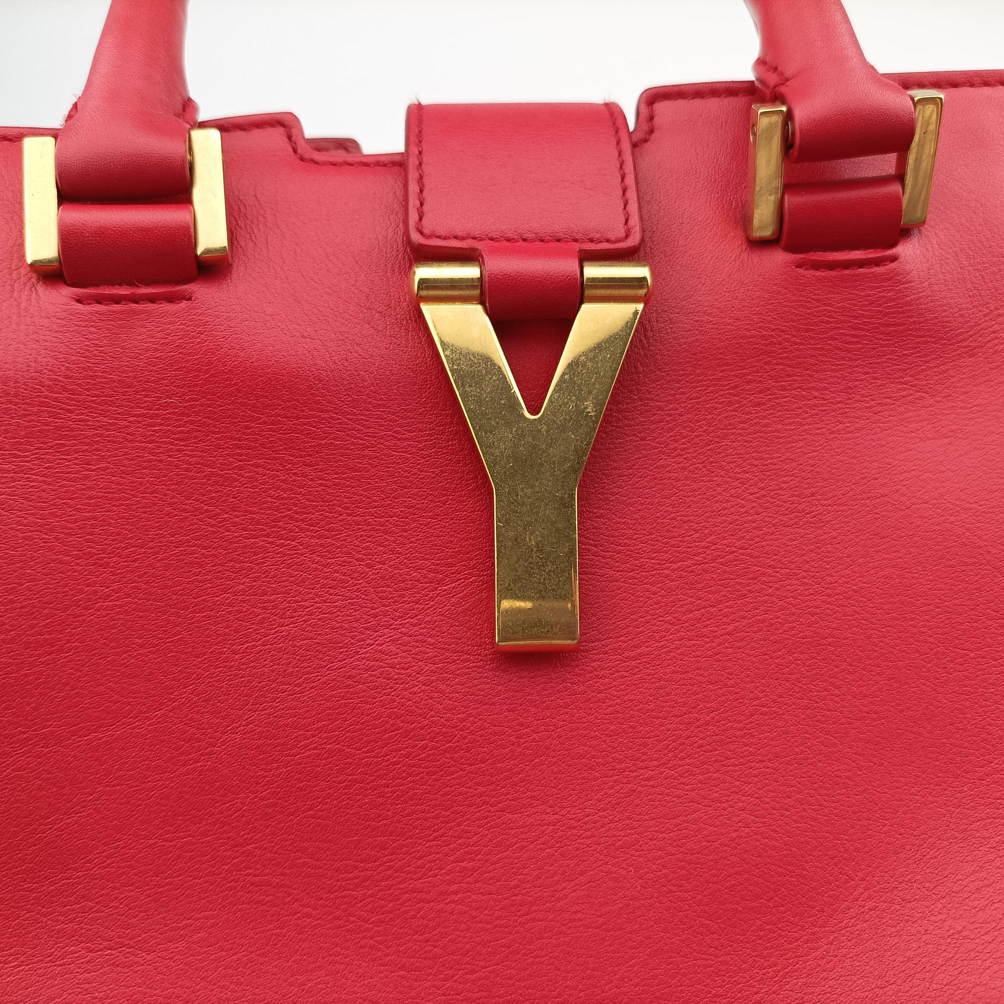 Pre-owned Yves Saint Laurent Y Ligne Petit Cabas Red Leather 311210 handbag | stylenewstar