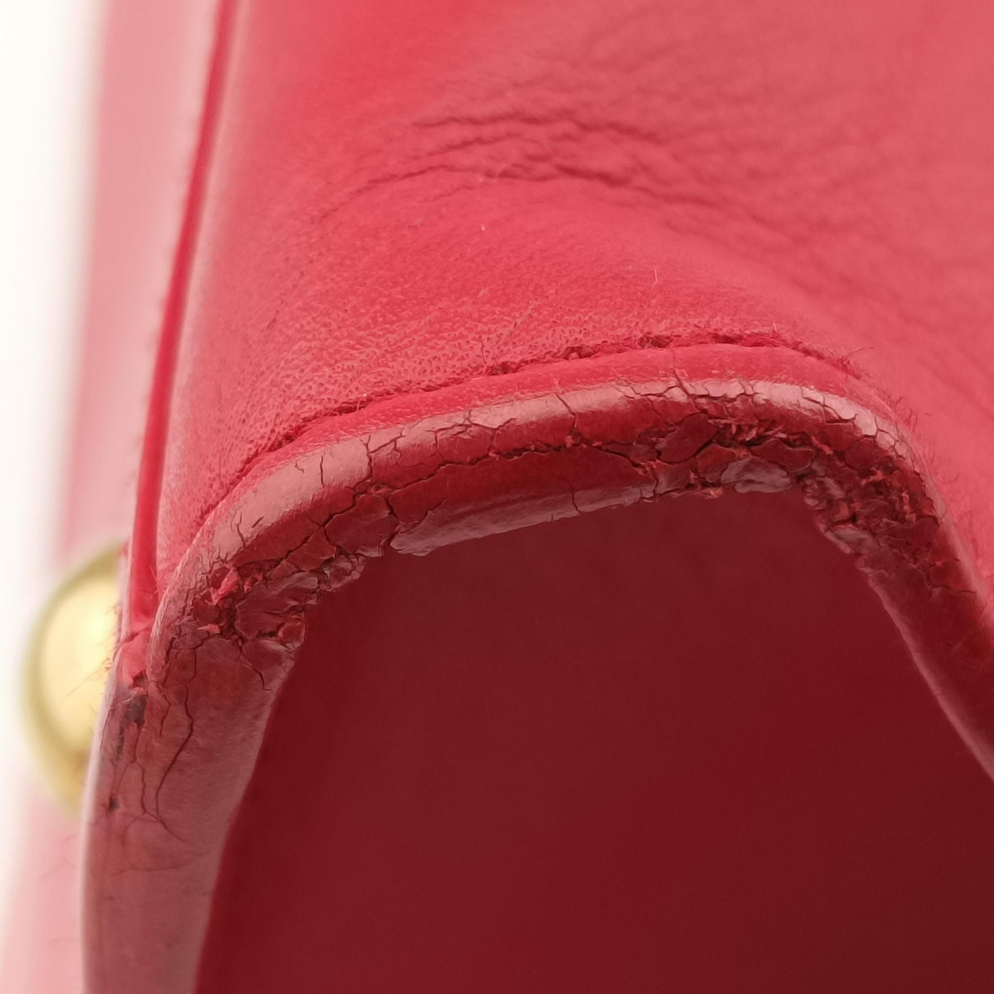 Pre-owned Yves Saint Laurent Y Ligne Petit Cabas Red Leather 311210 handbag | stylenewstar