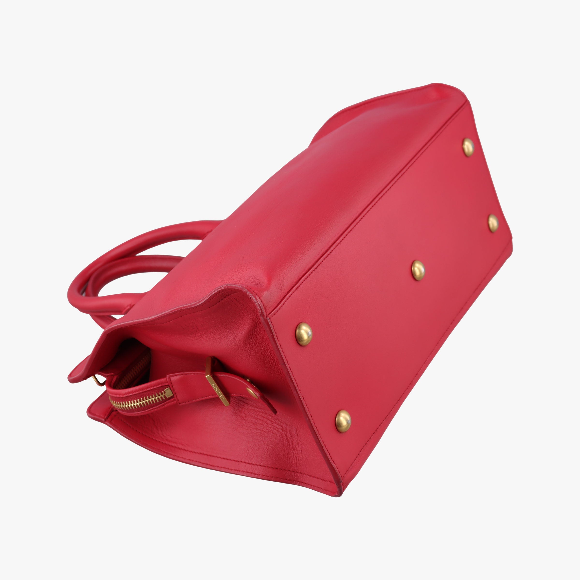 Pre-owned Yves Saint Laurent Y Ligne Petit Cabas Red Leather 311210 handbag | stylenewstar