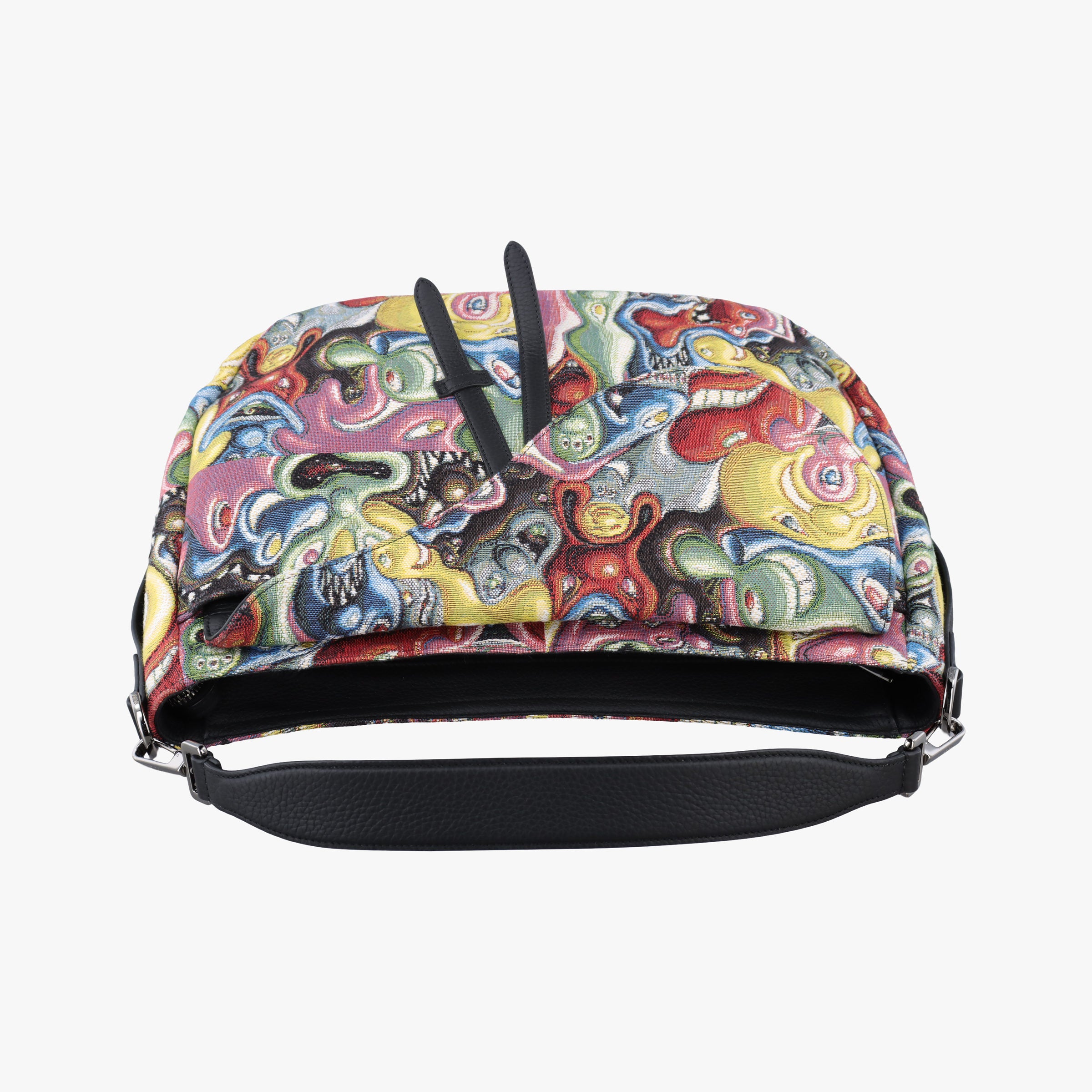 Pre-owned Christian Dior DIOR AND KENNY SCHARF Saddle Soft Multicolour Jacquard Canvas × Grained Calfskin  shoulderbag | stylenewstar