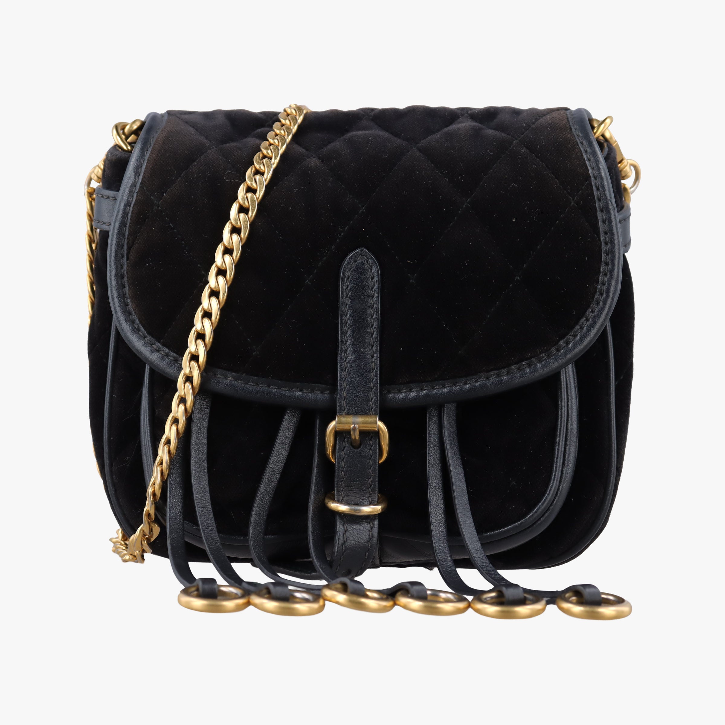 Pre-owned Prada Velvet Belt Bum Black Velour IBL002 shoulderbag | stylenewstar