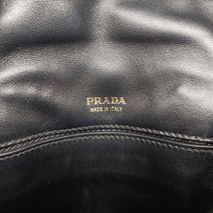 Pre-owned Prada Velvet Belt Bum Black Velour IBL002 shoulderbag | stylenewstar