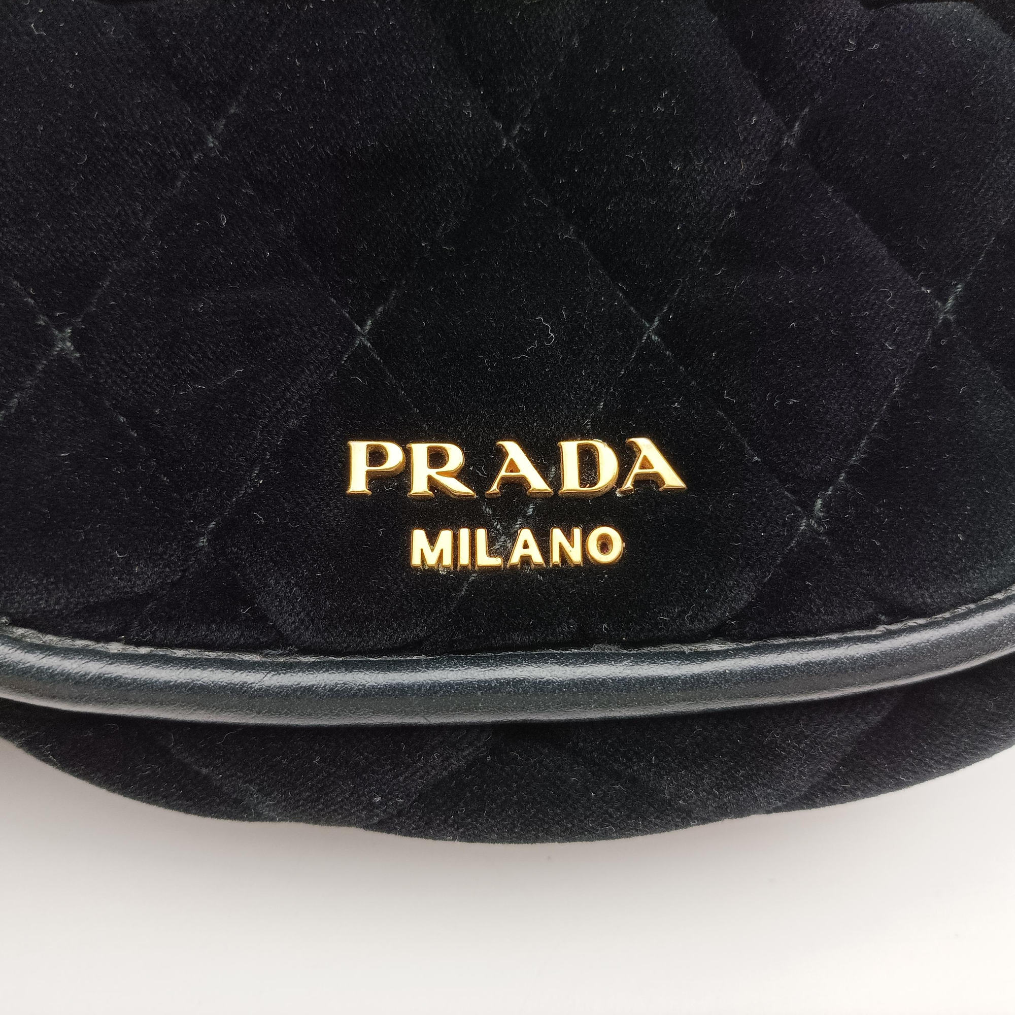 Pre-owned Prada Velvet Belt Bum Black Velour IBL002 shoulderbag | stylenewstar