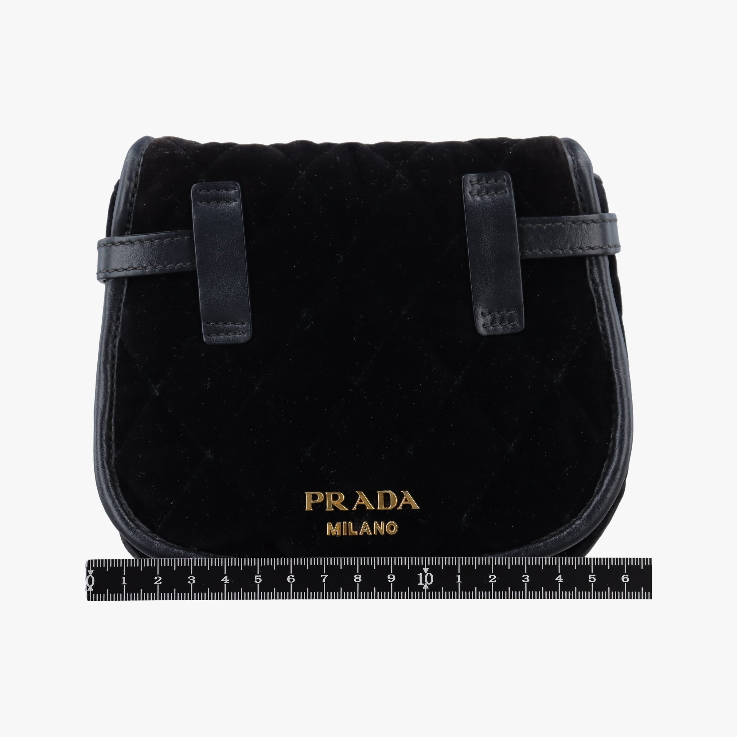 Pre-owned Prada Velvet Belt Bum Black Velour IBL002 shoulderbag | stylenewstar