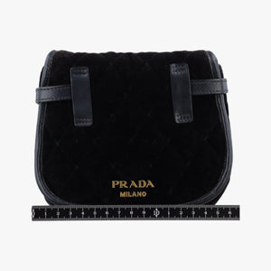 Pre-owned Prada Velvet Belt Bum Black Velour IBL002 shoulderbag | stylenewstar