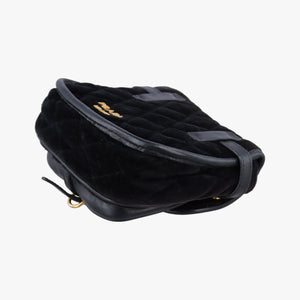 Pre-owned Prada Velvet Belt Bum Black Velour IBL002 shoulderbag | stylenewstar