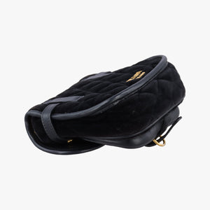 Pre-owned Prada Velvet Belt Bum Black Velour IBL002 shoulderbag | stylenewstar
