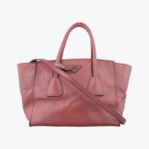 Pre-owned Prada Twin Pocket Winged Tote Pink Leather BN2619 shoulderbag | stylenewstar