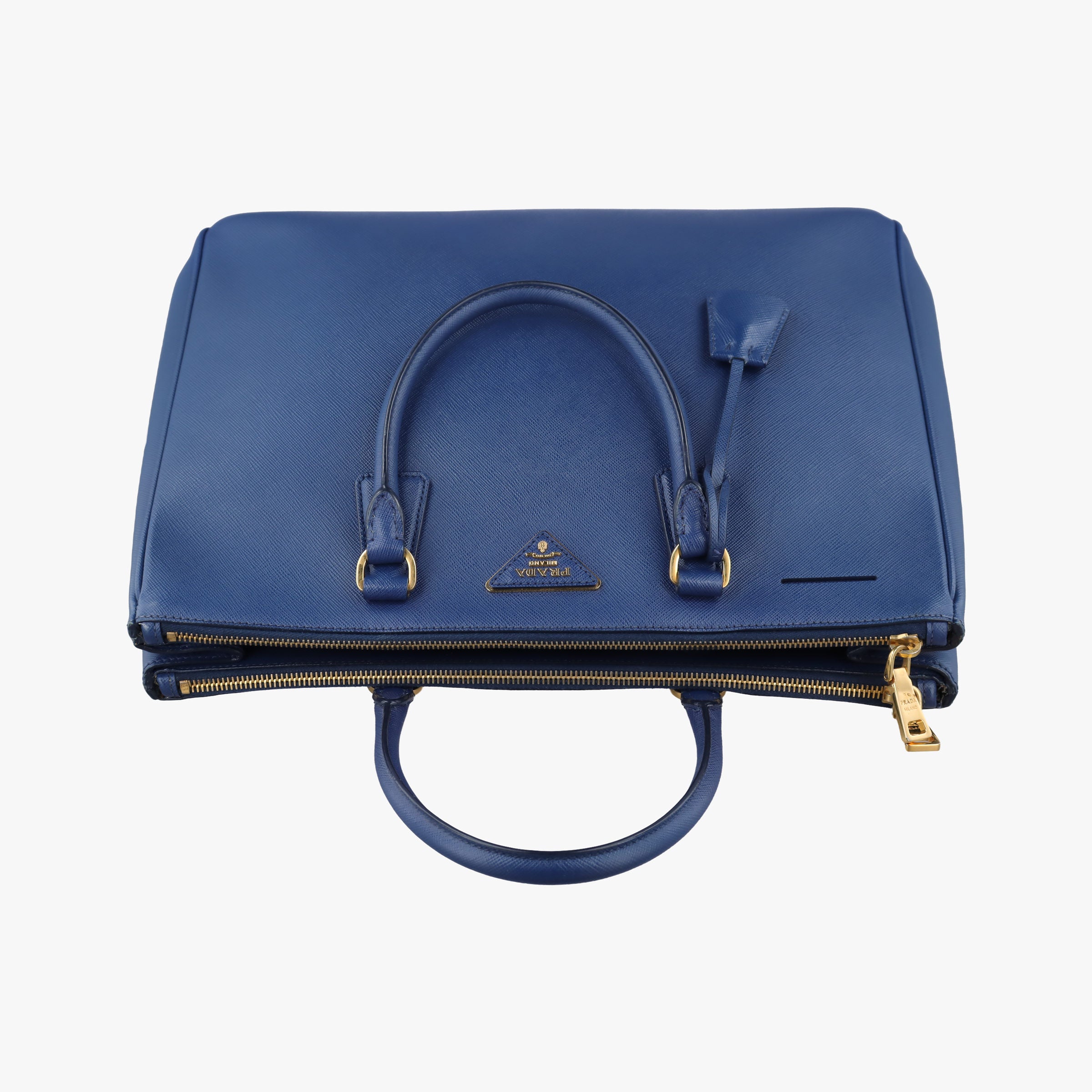Pre-owned Prada Galleria Blue SAFFIANO Leather BN1786 handbag | stylenewstar