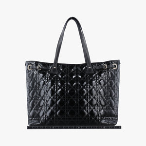 Pre-owned Christian Dior panarea cannage Black Enamel×Leather  shoulderbag | stylenewstar