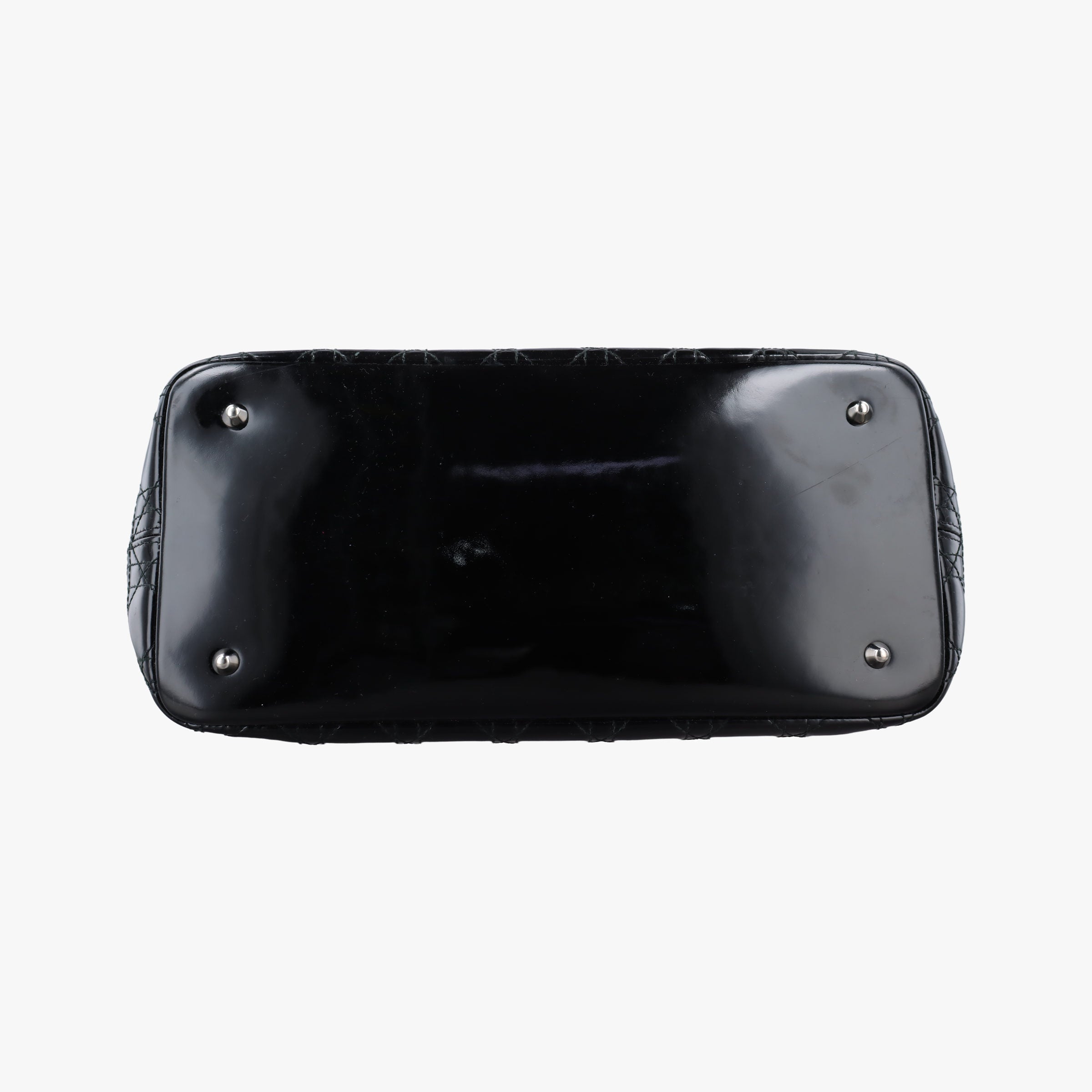 Pre-owned Christian Dior panarea cannage Black Enamel×Leather  shoulderbag | stylenewstar