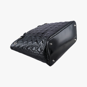 Pre-owned Christian Dior panarea cannage Black Enamel×Leather  shoulderbag | stylenewstar