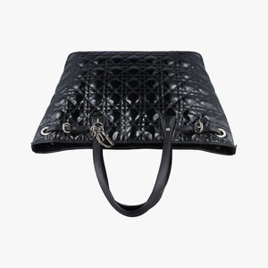 Pre-owned Christian Dior panarea cannage Black Enamel×Leather  shoulderbag | stylenewstar