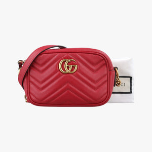 Pre-owned Gucci GG Marmont Red Leather 448065 shoulderbag | stylenewstar