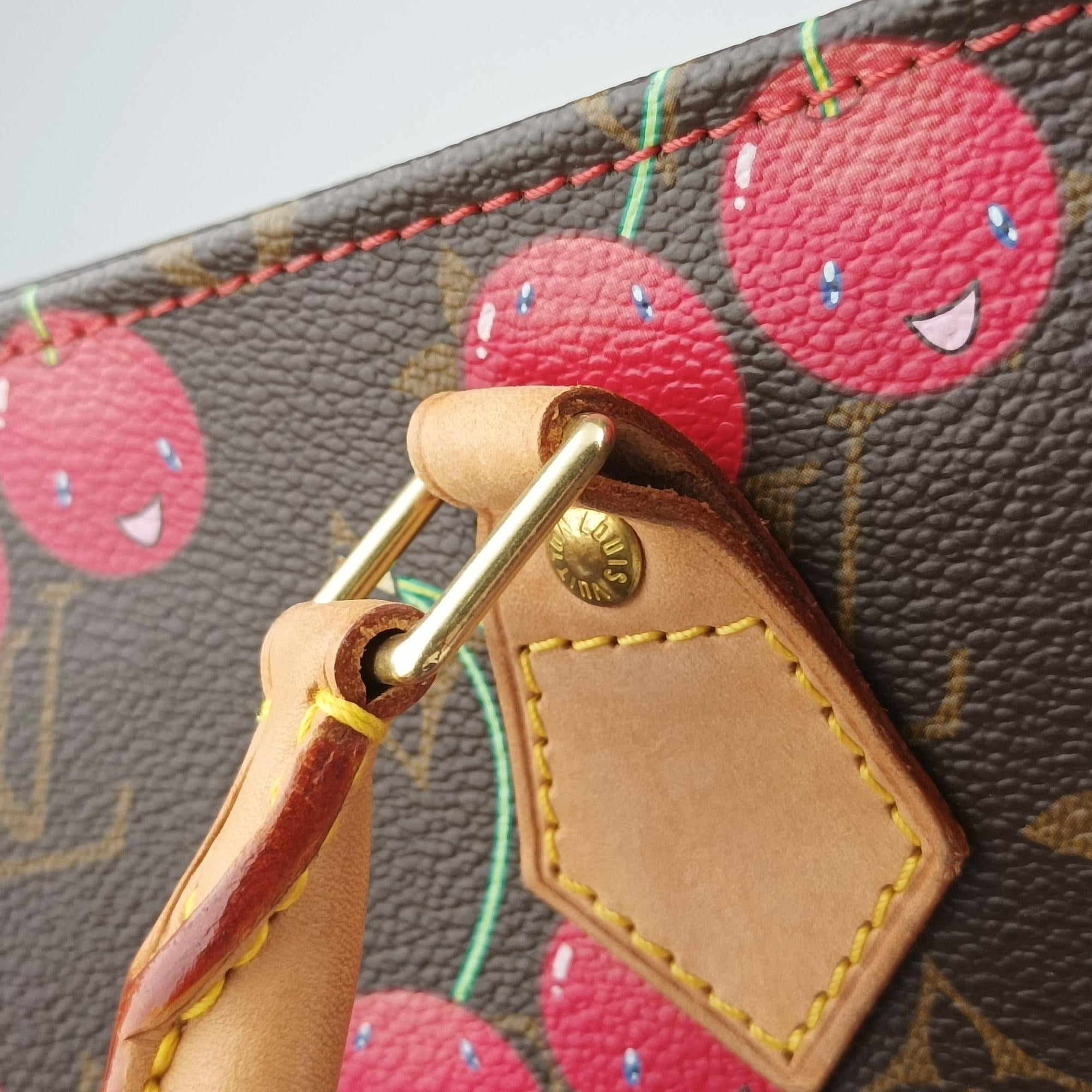Vintage Louis Vuitton Cherry Sac Plat Brown×Cherry Print Monogram Canvas M95010 handbag | stylenewstar