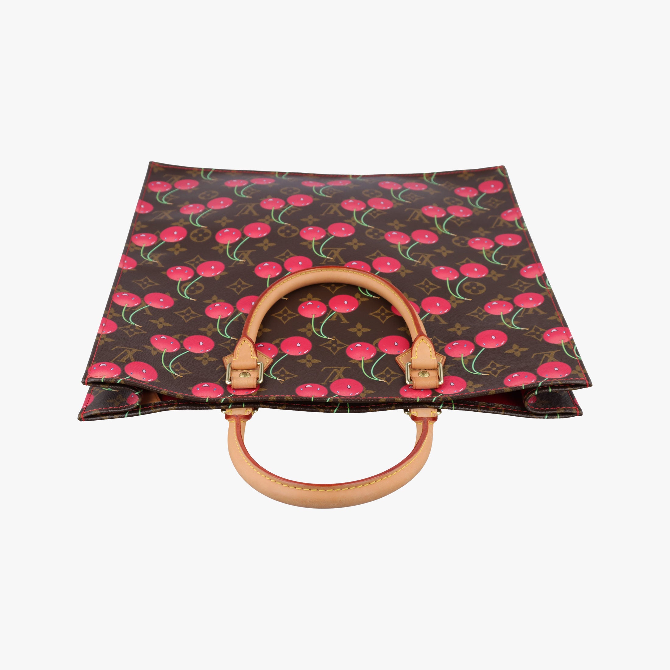 Vintage Louis Vuitton Cherry Sac Plat Brown×Cherry Print Monogram Canvas M95010 handbag | stylenewstar