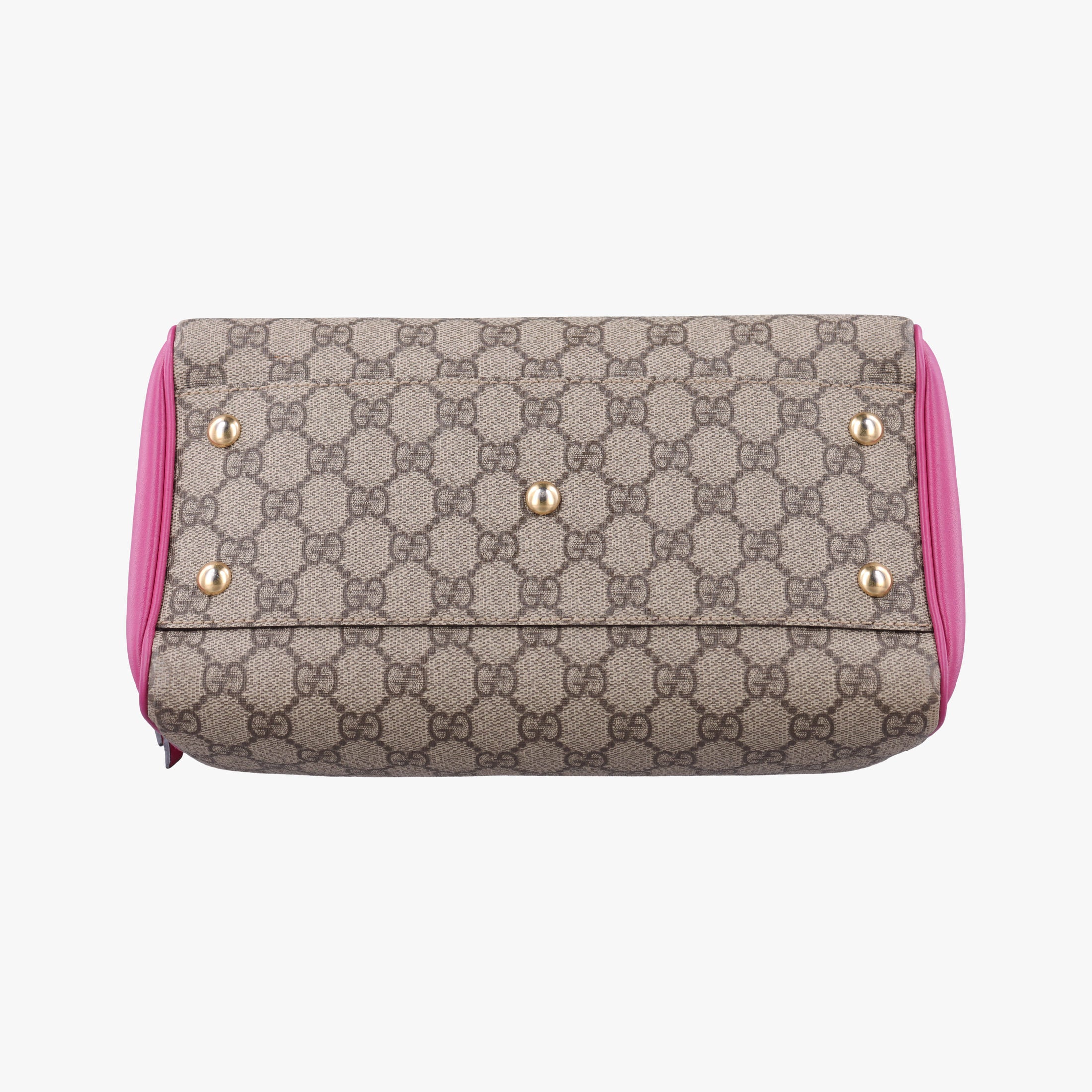 Pre-owned Gucci GG SUPREME beige×red×pink PVC coated canvas×Leather 409529 shoulderbag | stylenewstar