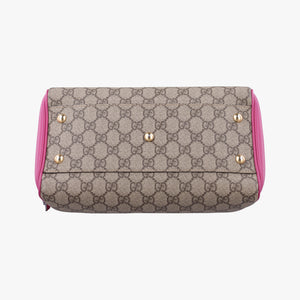 Pre-owned Gucci GG SUPREME beige×red×pink PVC coated canvas×Leather 409529 shoulderbag | stylenewstar