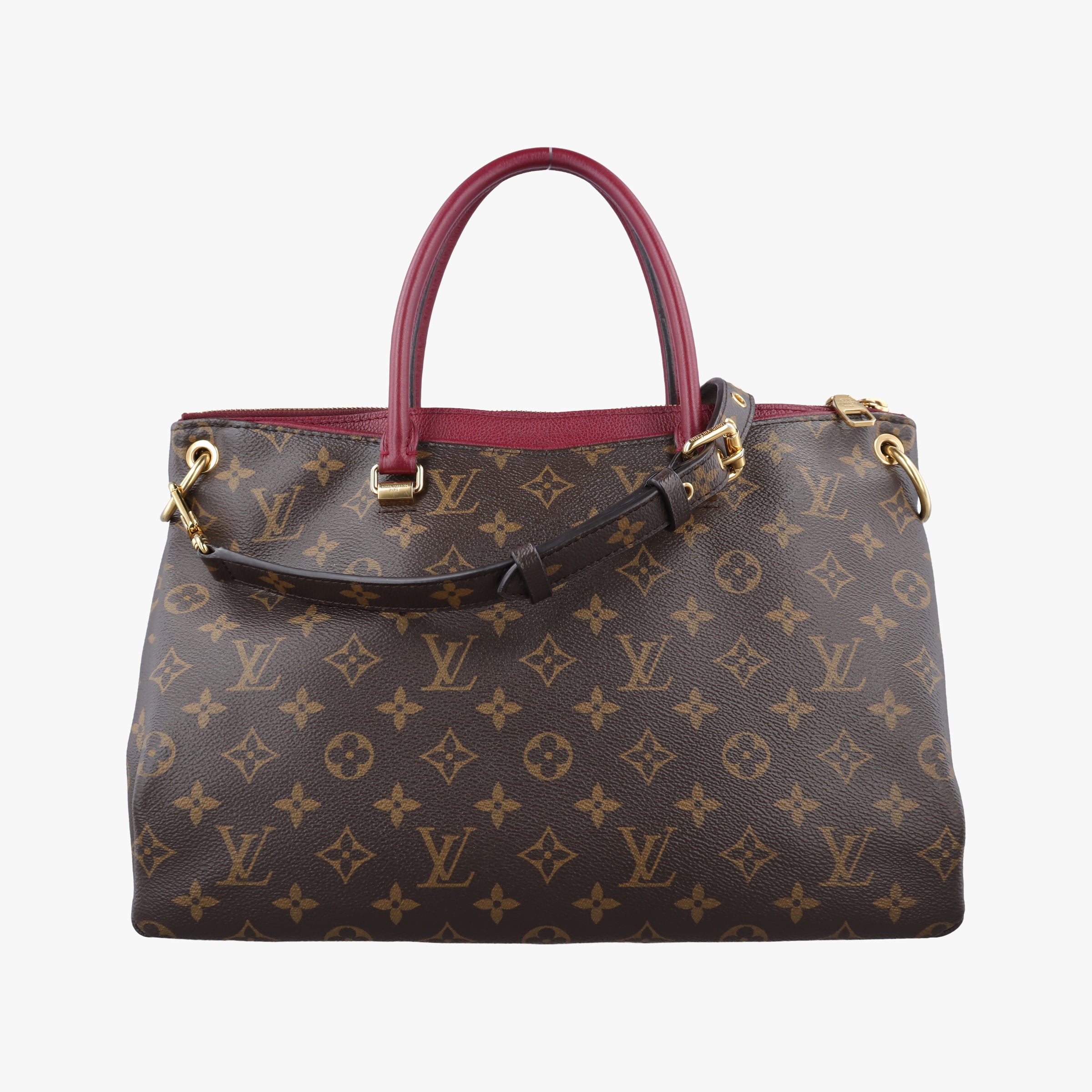 Secondhand Louis Vuitton PALLAS brown×RAISIN Monogram Canvas×calf leather M41599 shoulderbag | stylenewstar