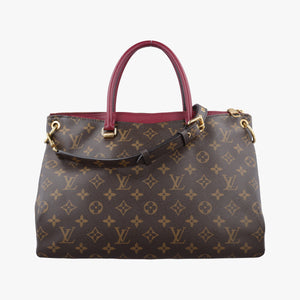Secondhand Louis Vuitton PALLAS brown×RAISIN Monogram Canvas×calf leather M41599 shoulderbag | stylenewstar