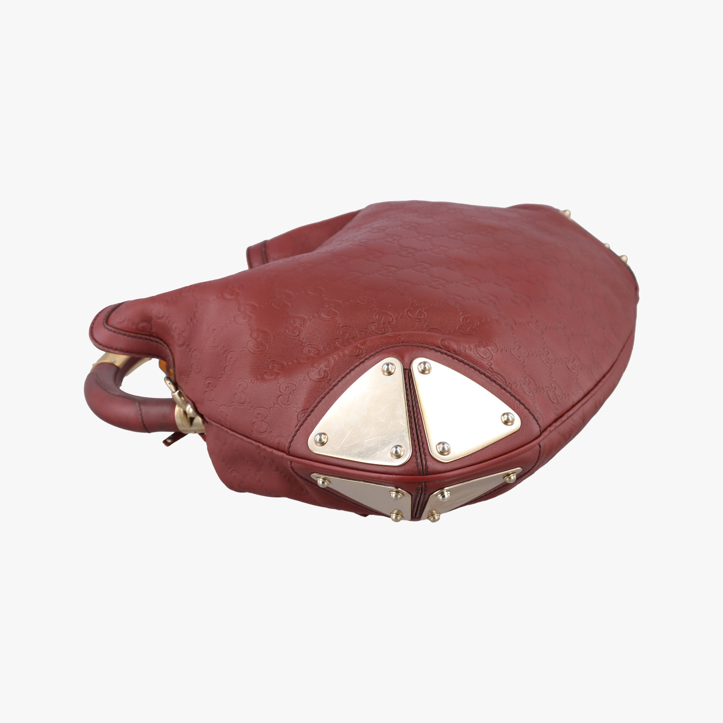 Pre-owned Gucci Bamboo Babouska Indy Hobo Burgundy Leather 177139 shoulderbag | stylenewstar