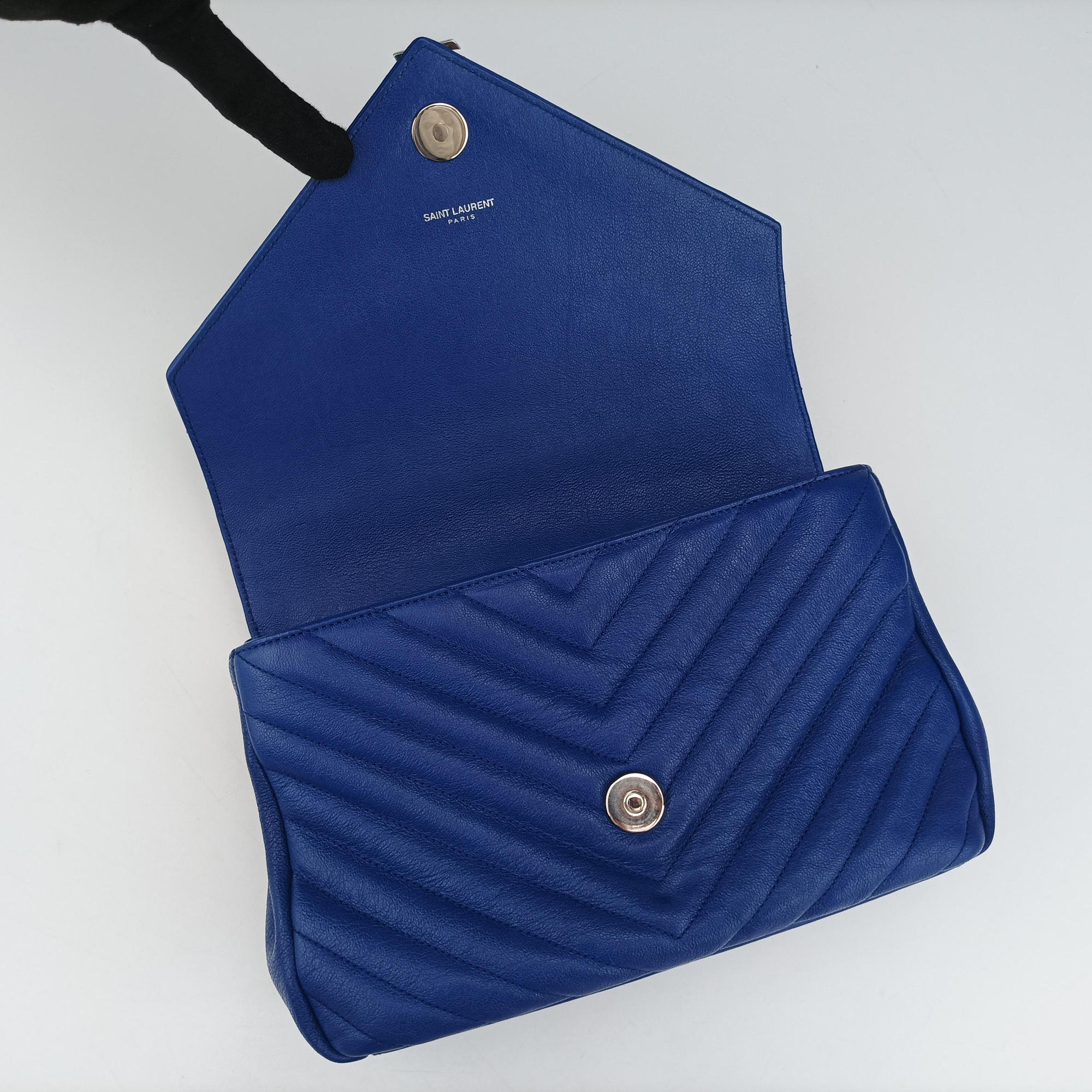 Pre-owned Yves Saint Laurent COLLEGE Blue Leather 392737 shoulderbag | stylenewstar