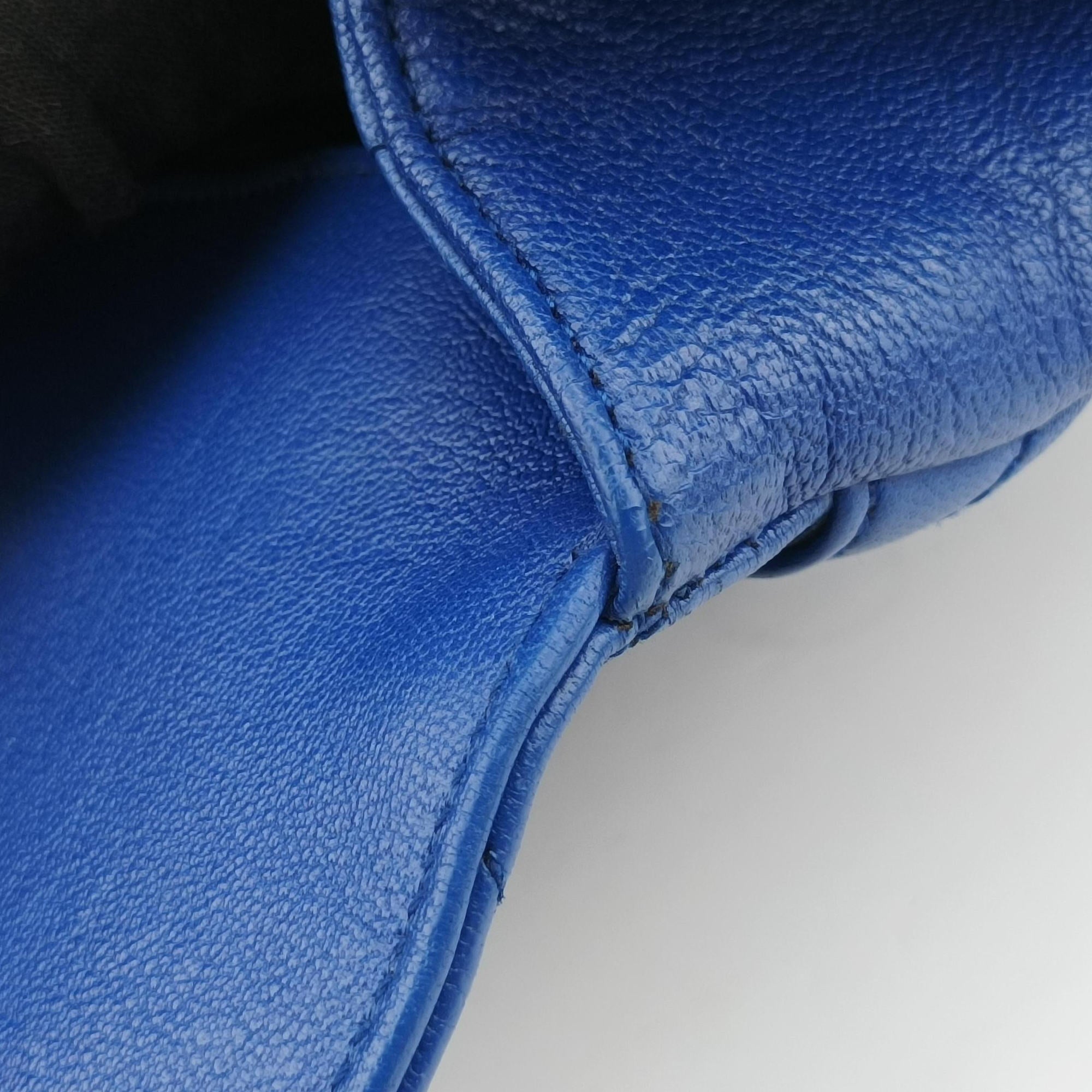 Pre-owned Yves Saint Laurent COLLEGE Blue Leather 392737 shoulderbag | stylenewstar