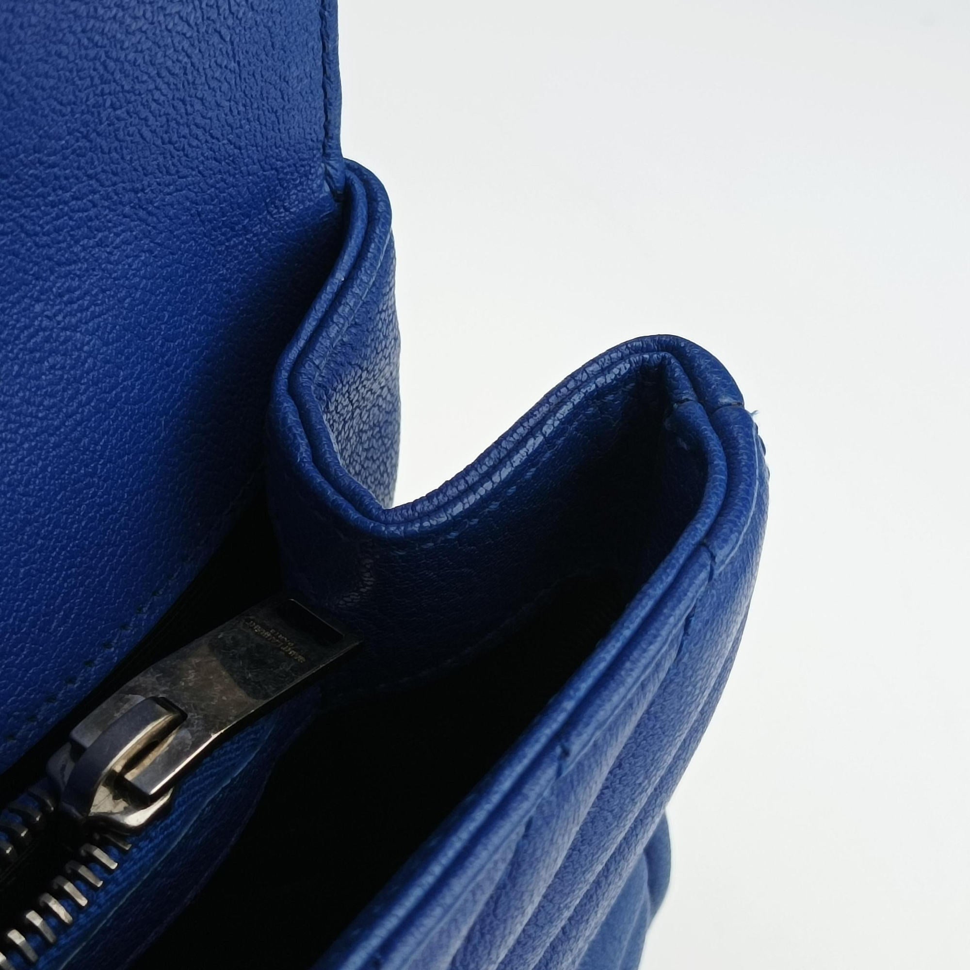 Pre-owned Yves Saint Laurent COLLEGE Blue Leather 392737 shoulderbag | stylenewstar