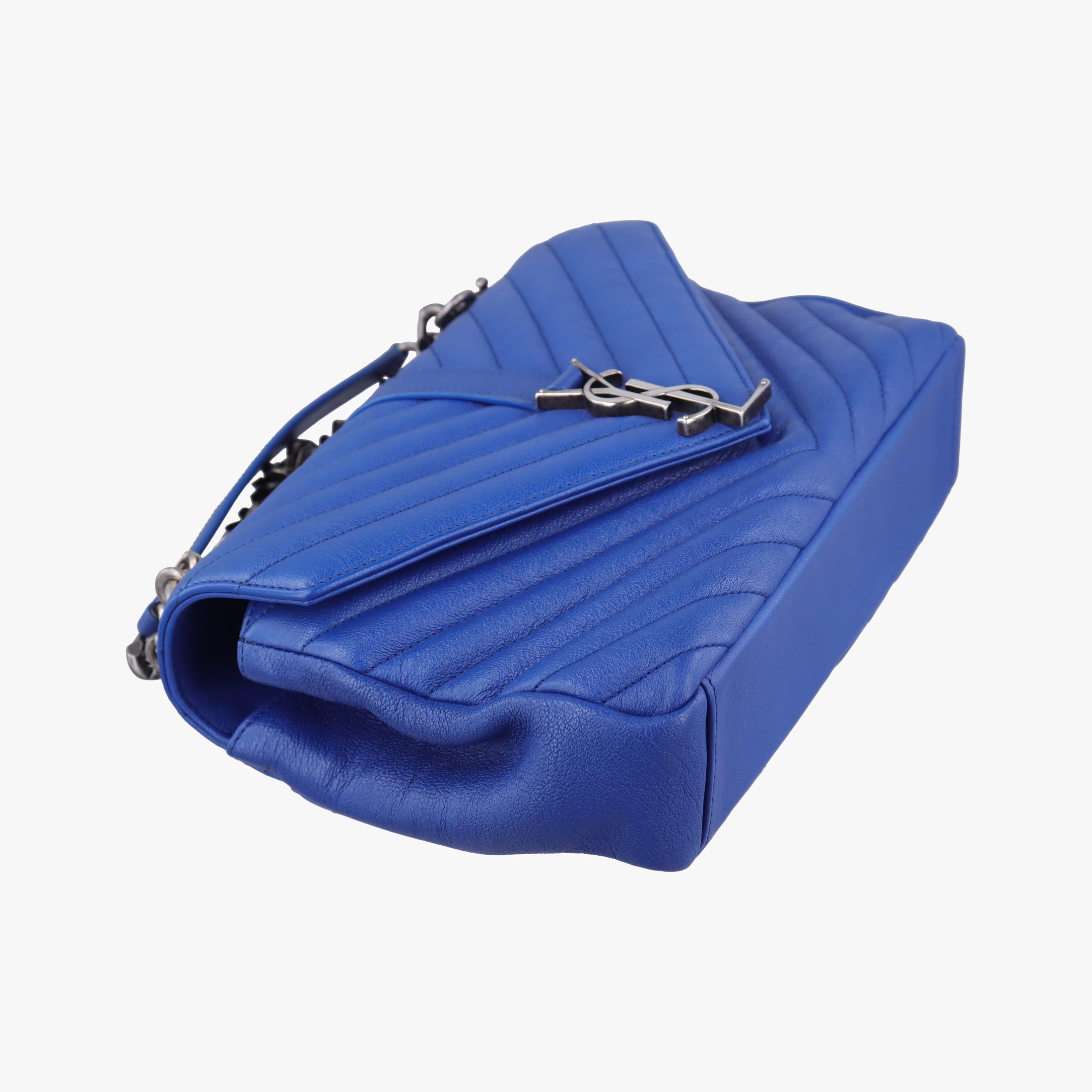 Pre-owned Yves Saint Laurent COLLEGE Blue Leather 392737 shoulderbag | stylenewstar
