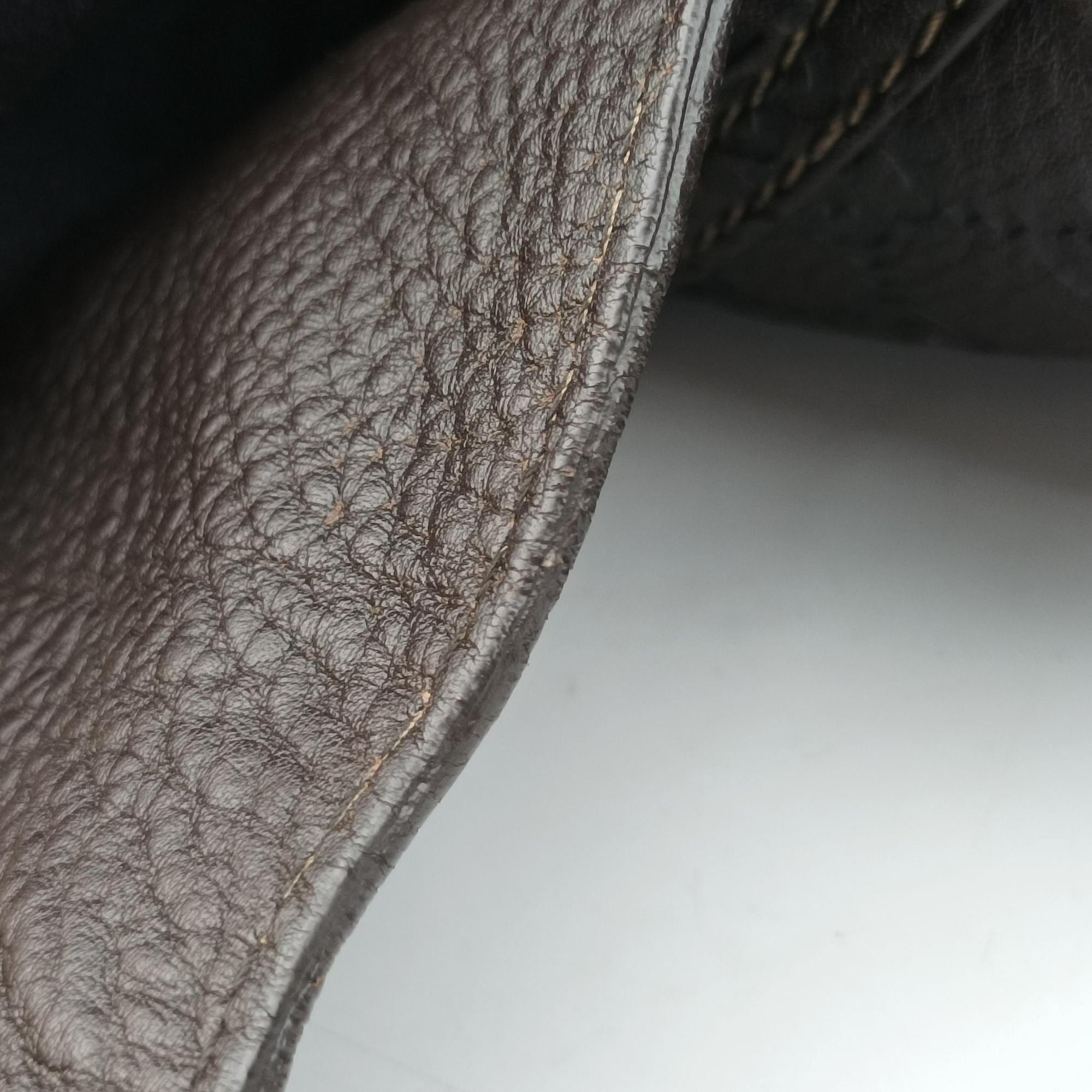 Pre-owned Gucci Guccissima New Pelham horsebit Brown leather 223958 handbag | stylenewstar