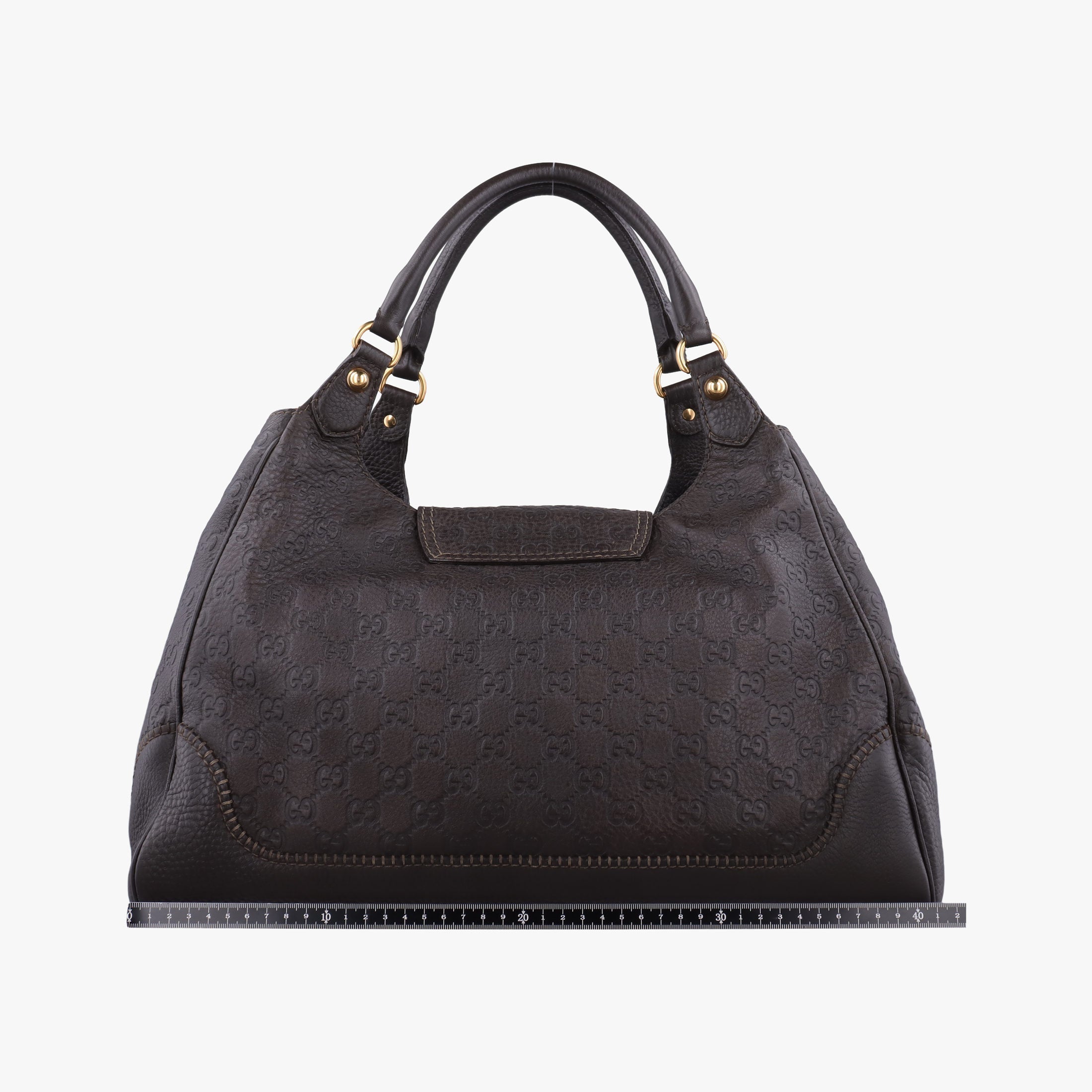 Pre-owned Gucci Guccissima New Pelham horsebit Brown leather 223958 handbag | stylenewstar